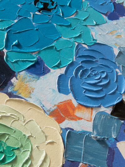 Maal "Blue Flowers" 90x140cm - Image 2