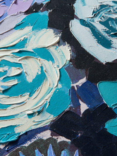 Maal "Blue Flowers" 90x140cm - Image 6