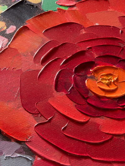 Maal "Red Flowers" 90x140cm - Image 3