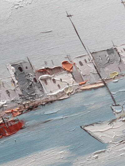 Maal "Boats on the sea" 60x120cm - Image 2
