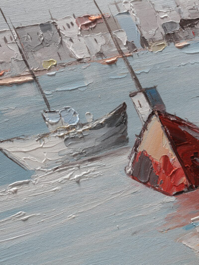Maal "Boats on the sea" 60x120cm - Image 5