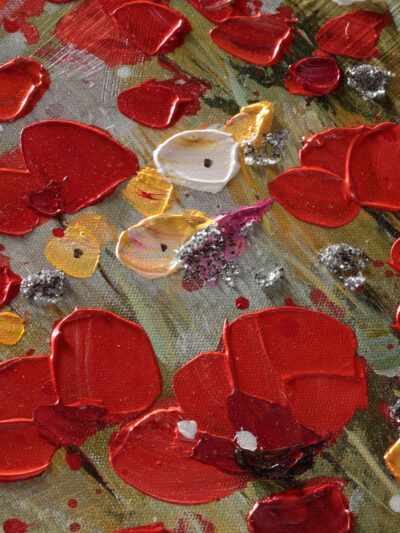Maal "Red flowers" 65x150cm - Image 2