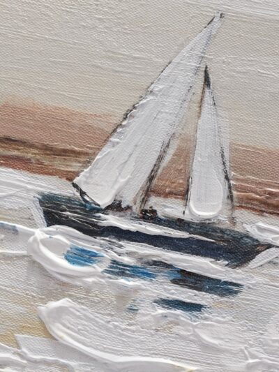Maal "Boats on the sea" 65x150cm - Image 2