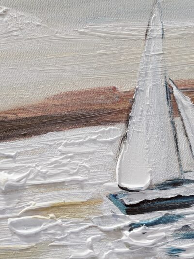 Maal "Boats on the sea" 65x150cm - Image 5