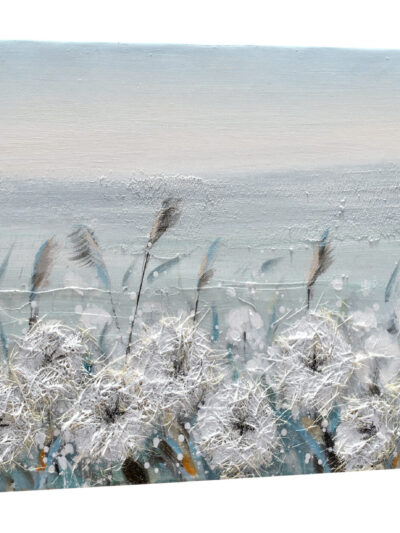 Maal "White flowers" 30x90cm - Image 3