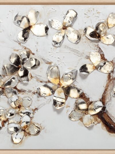 Maal "Silver flowers" 60x120cm - Image 6