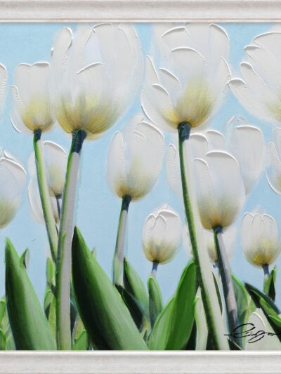 Maal "White flowers" 60x60cm - Image 6