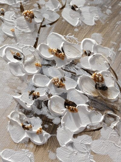 Maal "White flowers" 60x60cm - Image 5