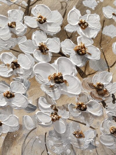 Maal "White flowers" 60x60cm - Image 2