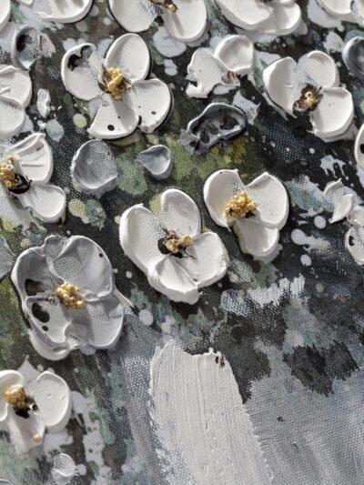 Maal "White flowers" 60x90cm - Image 2